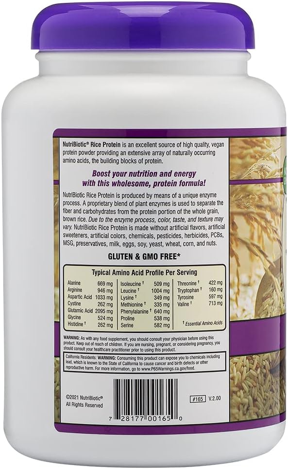 NutriBiotic Mixed Berry Rice Protein Powder - 1 lb 5 oz (600g) | Low Carb, Keto Vegan Protein | Chemical-Free, Non-GMO, Gluten-Free | Easily Digestible & Nutrient-Dense