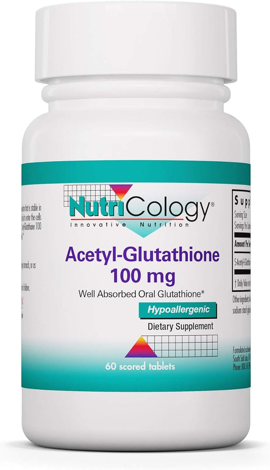 Nutricology Acetyl-Glutathione 100 mg Supplement - 60 Count for Immune Support, Oral Glutathione with Superior Absorption