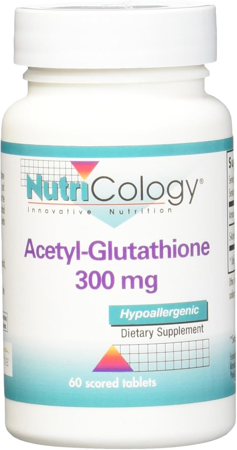 Nutricology Acetyl-Glutathione 300mg Supplement - S-Acetyl-L-Glutathione for Immune Support - 60 Tablets