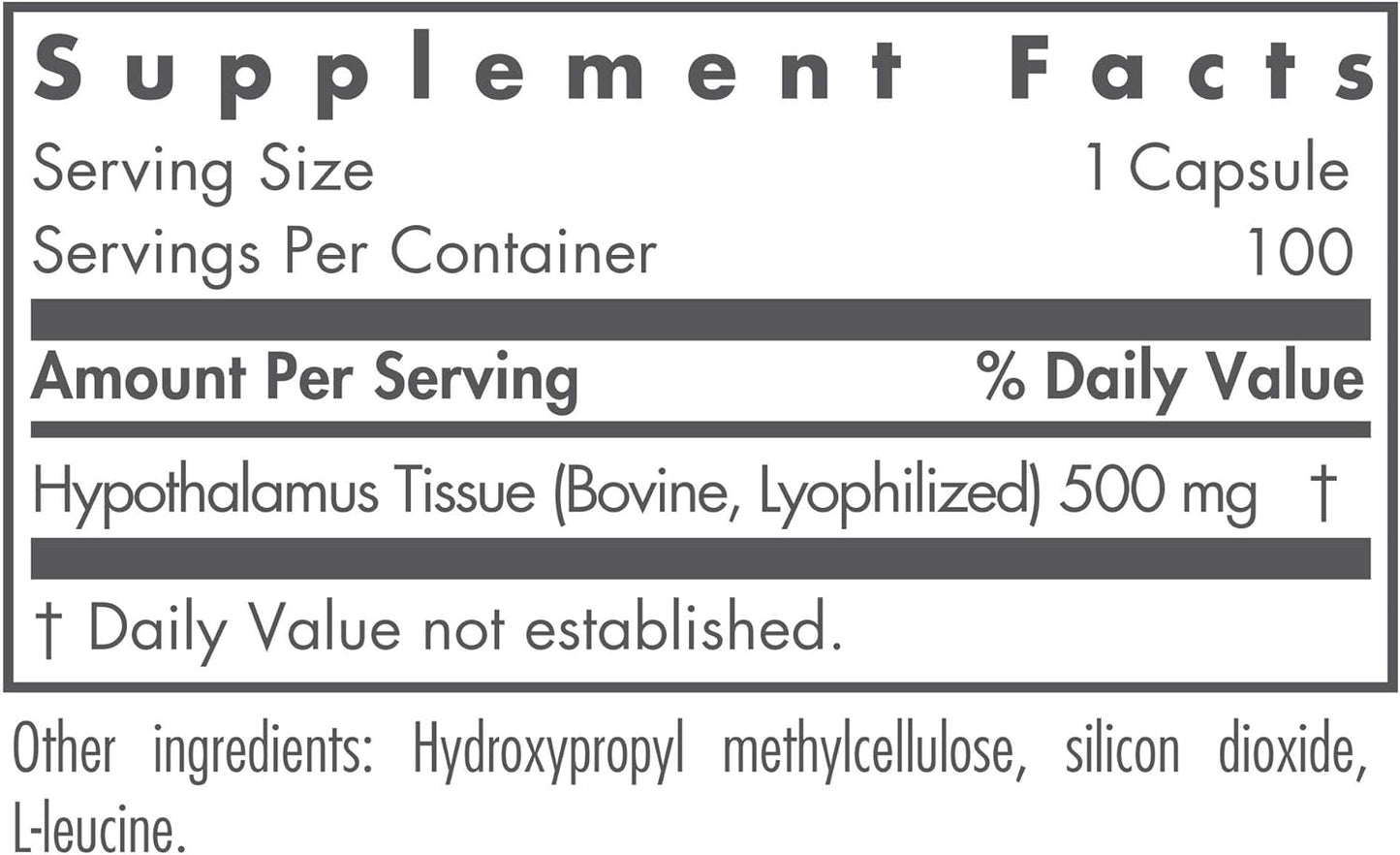 Nutricology Hypothalamus Supplement 500mg - Endocrine Support for Adrenal Health - Bovine Glandular Vegicaps (100 Count)