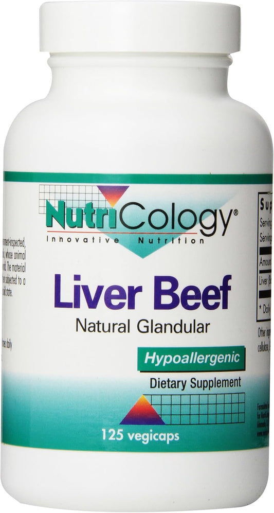 Nutricology Liver Beef Supplement, 125 Vegetable Capsules - Supports Liver Health and Function