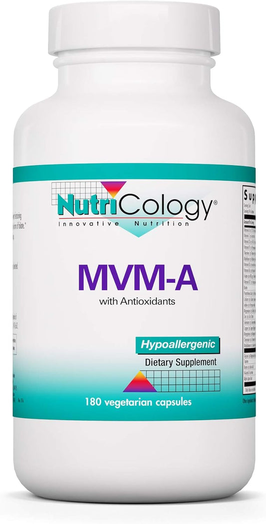 Nutricology MVM-A High Potency Multivitamin Supplement for Men & Women - 180 Vegetarian Capsules, Iron & Daily Vitamins for Adults
