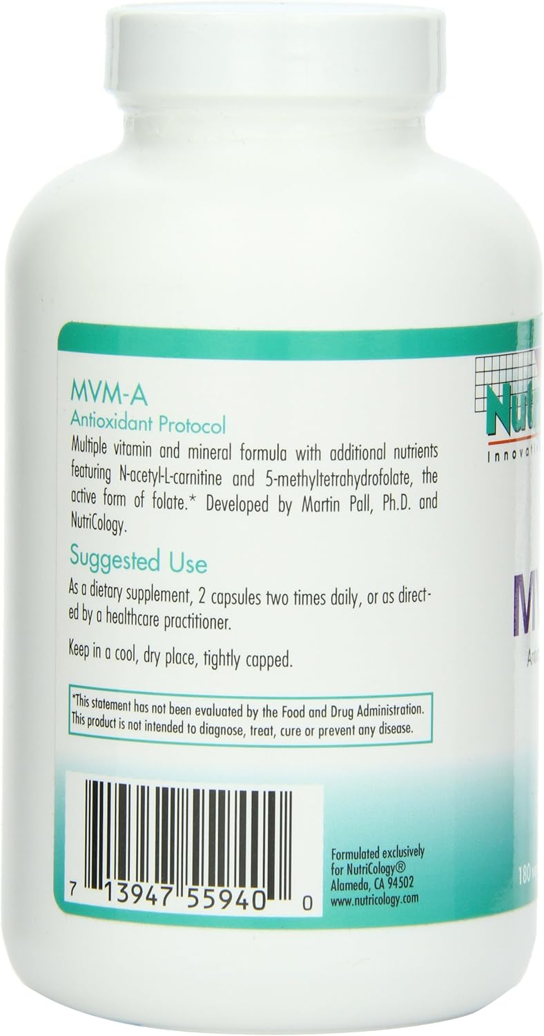 Nutricology MVM-A High Potency Multivitamin Supplement for Men & Women - 180 Vegetarian Capsules, Iron & Daily Vitamins for Adults