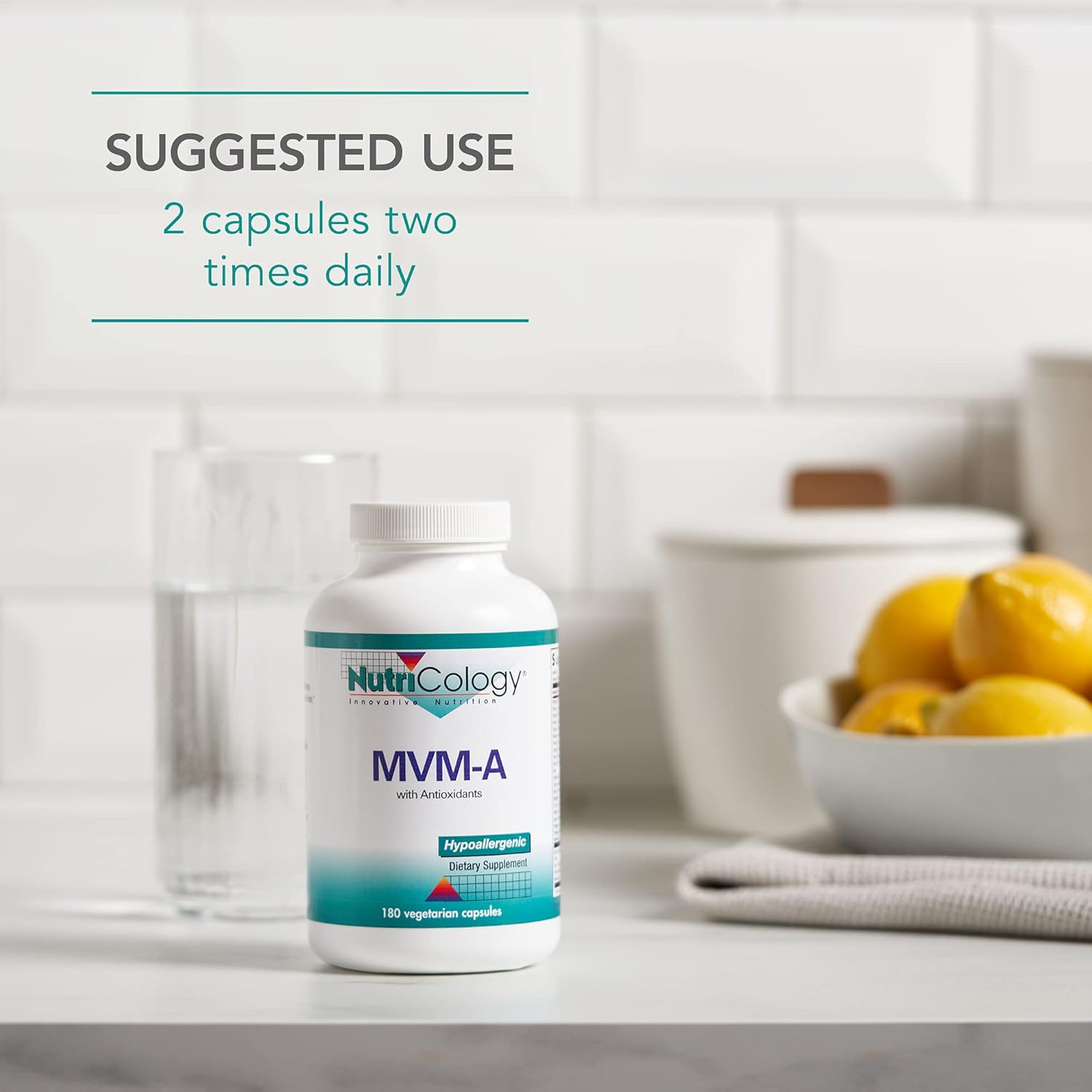 Nutricology MVM-A High Potency Multivitamin Supplement for Men & Women - 180 Vegetarian Capsules, Iron & Daily Vitamins for Adults