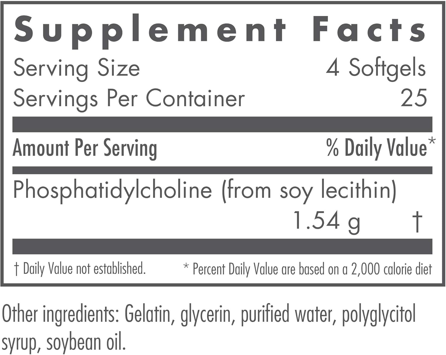 Nutricology Phosphatidyl Choline Supplement - Lecithin Capsules for Liver and Fat Digestion Support - 100 Count