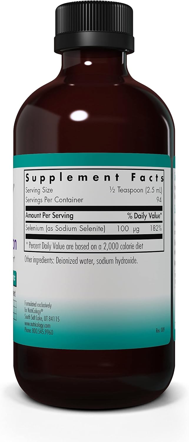 Nutricology Selenium Solution - 100mcg Thyroid Support Antioxidant Liquid Supplement - 8 Fl Oz