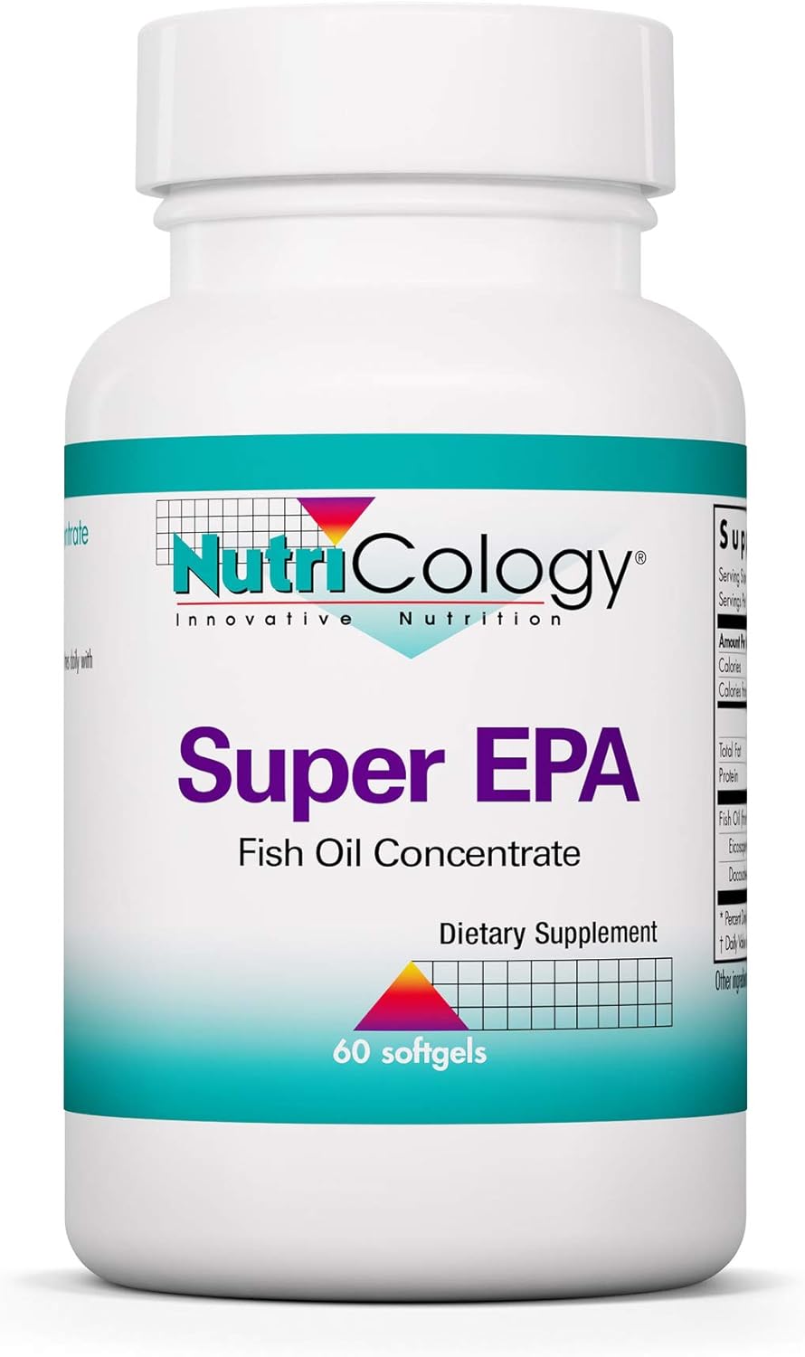 Nutricology Super EPA Omega 3 Fish Oil Softgels - 60 Count, High Concentration of EPA & DHA Omega 3 Fatty Acids, Sustainably-Sourced from Anchovies