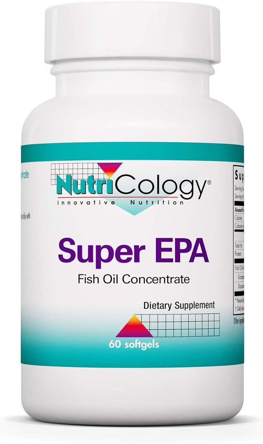 Nutricology Super EPA Omega 3 Fish Oil Softgels - 60 Count, High Concentration of EPA & DHA Omega 3 Fatty Acids, Sustainably-Sourced from Anchovies