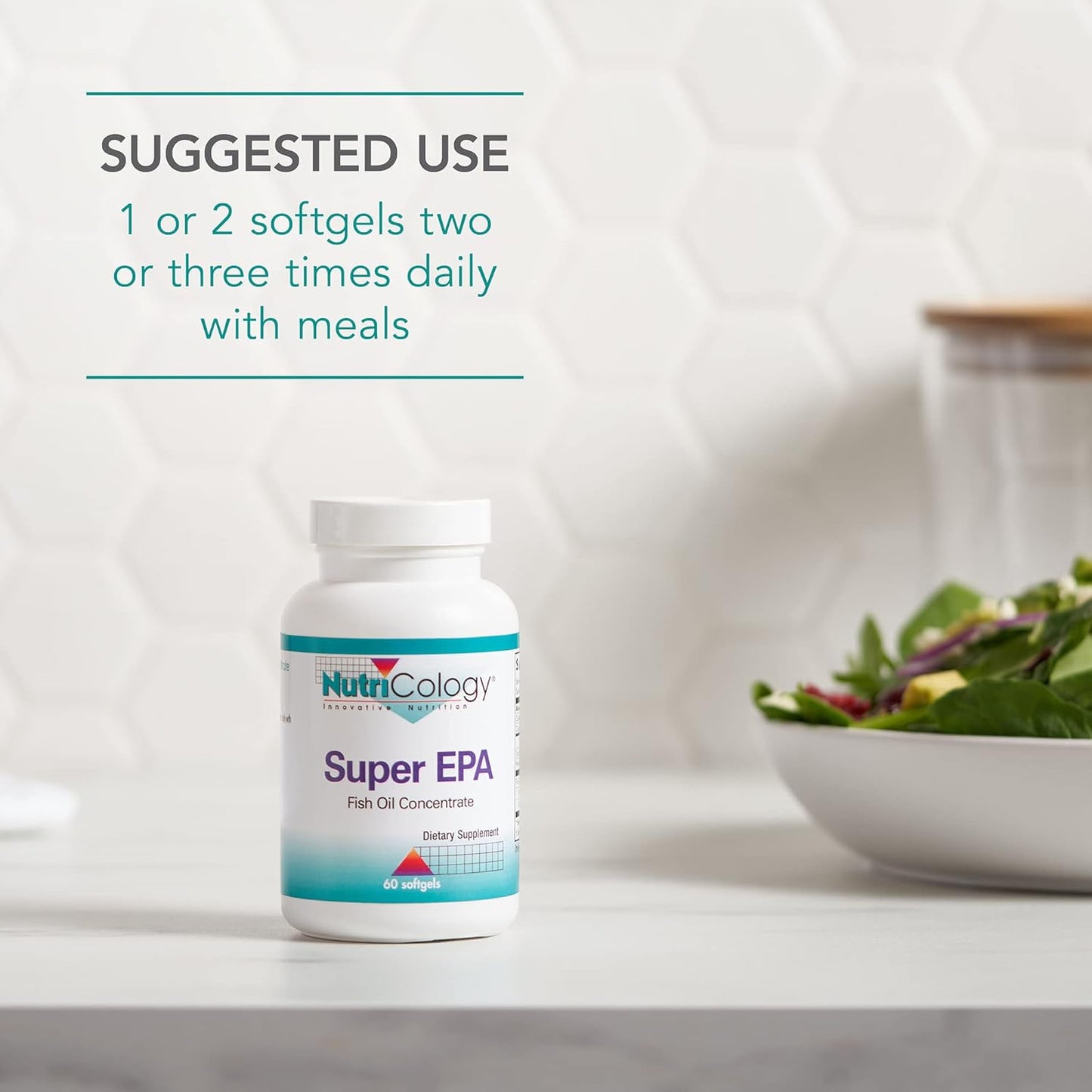 Nutricology Super EPA Omega 3 Fish Oil Softgels - 60 Count, High Concentration of EPA & DHA Omega 3 Fatty Acids, Sustainably-Sourced from Anchovies