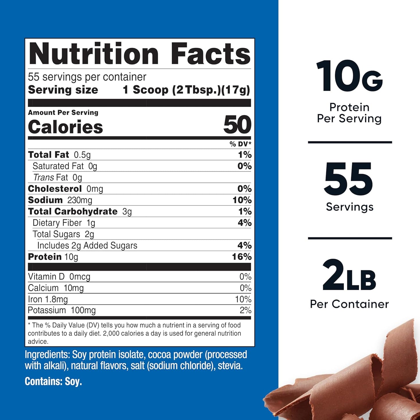 Nutricost 2 LB Milk Chocolate Soy Protein Isolate Powder - Vegan, GMO-Free, Gluten Free - 10g Protein/Serving