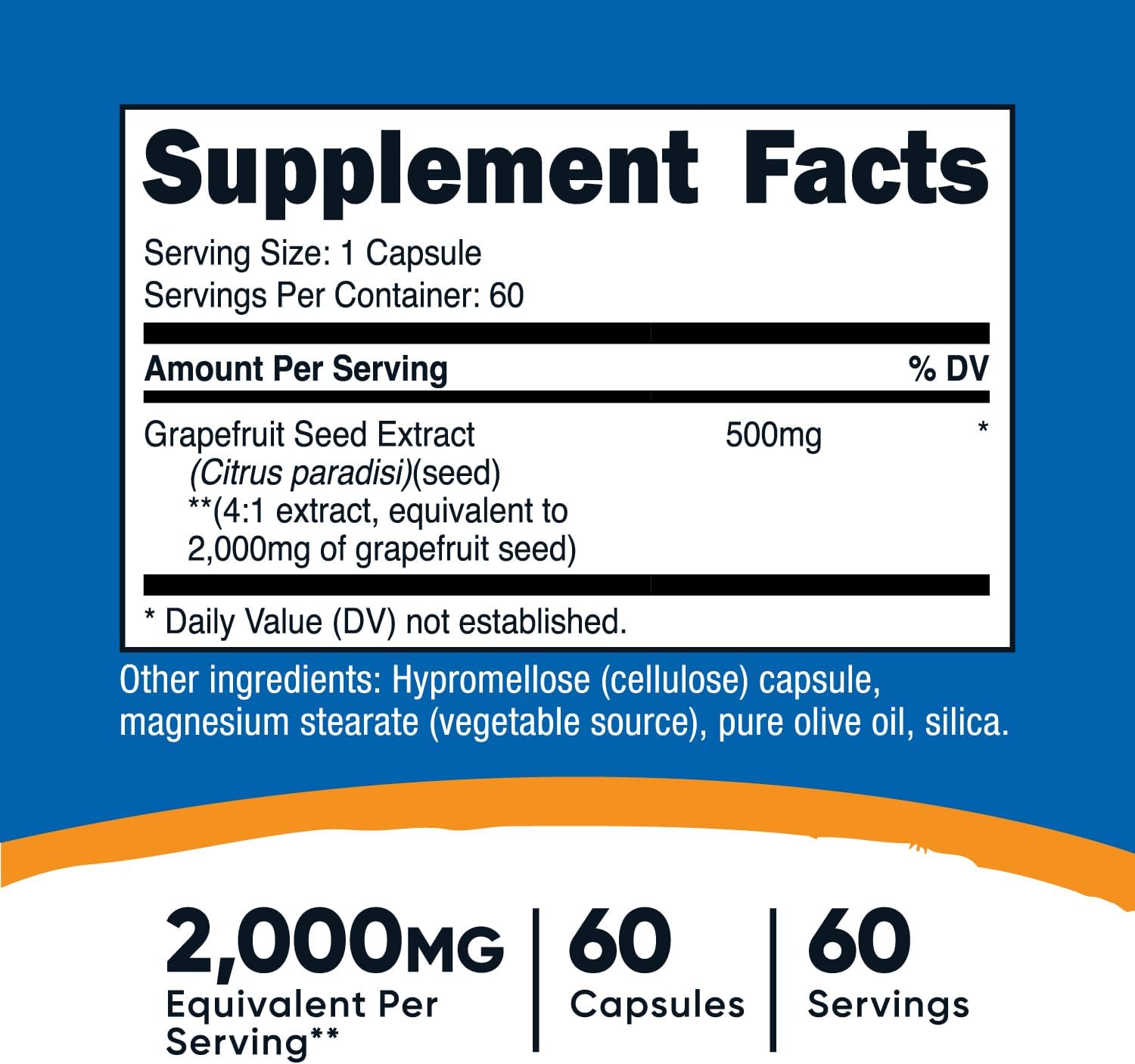 Nutricost 2,000mg Grapefruit Seed Extract - 60 Vegetarian Capsules, Gluten-Free & Non-GMO