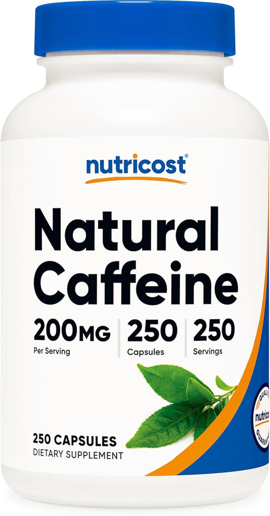 Nutricost 200mg Natural Caffeine - 250 Vegetarian Capsules, Gluten Free & Non-GMO