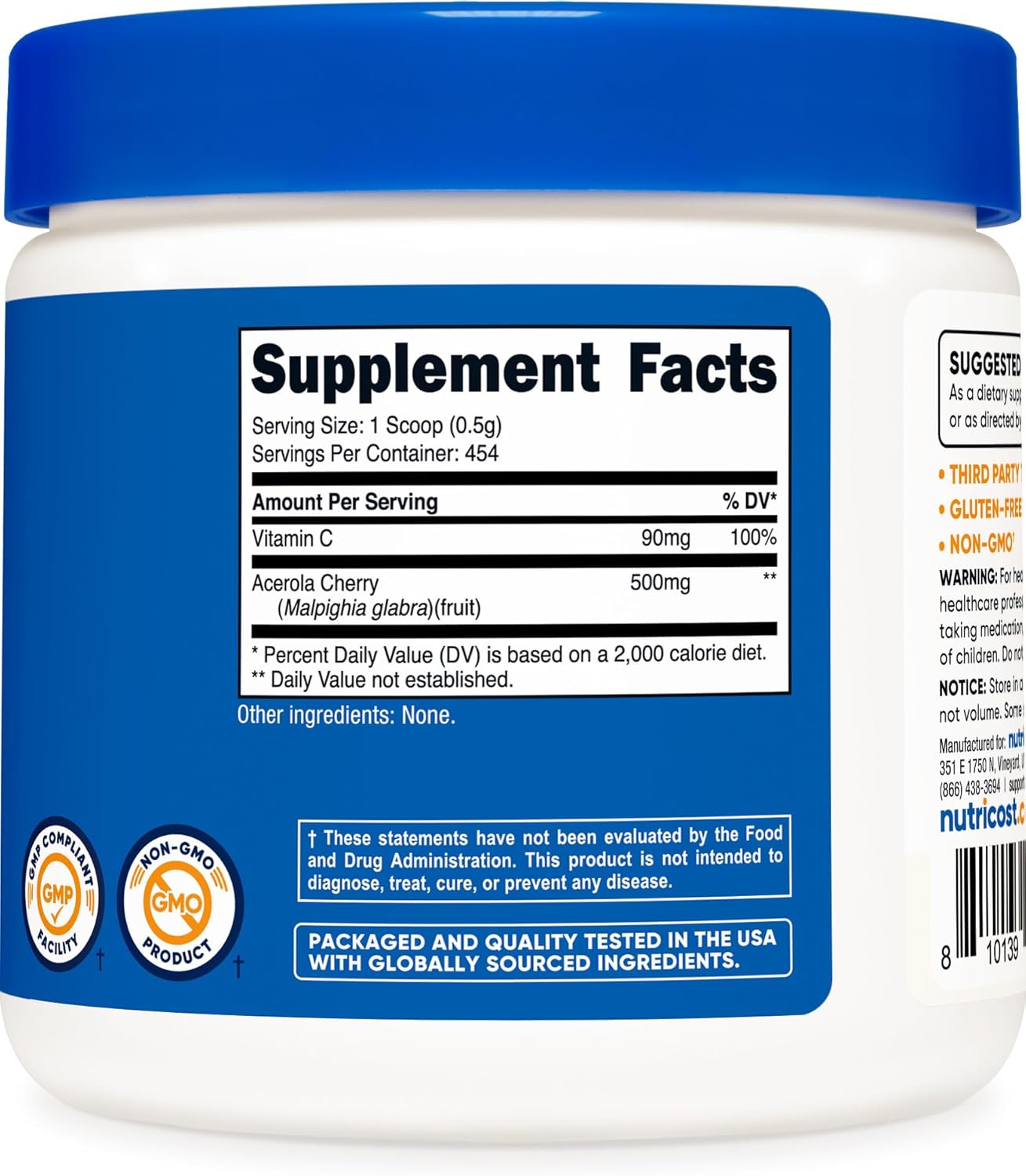 Nutricost Acerola Cherry Powder - Natural Vitamin C Supplement 0.5 LB - Gluten Free & Non-GMO