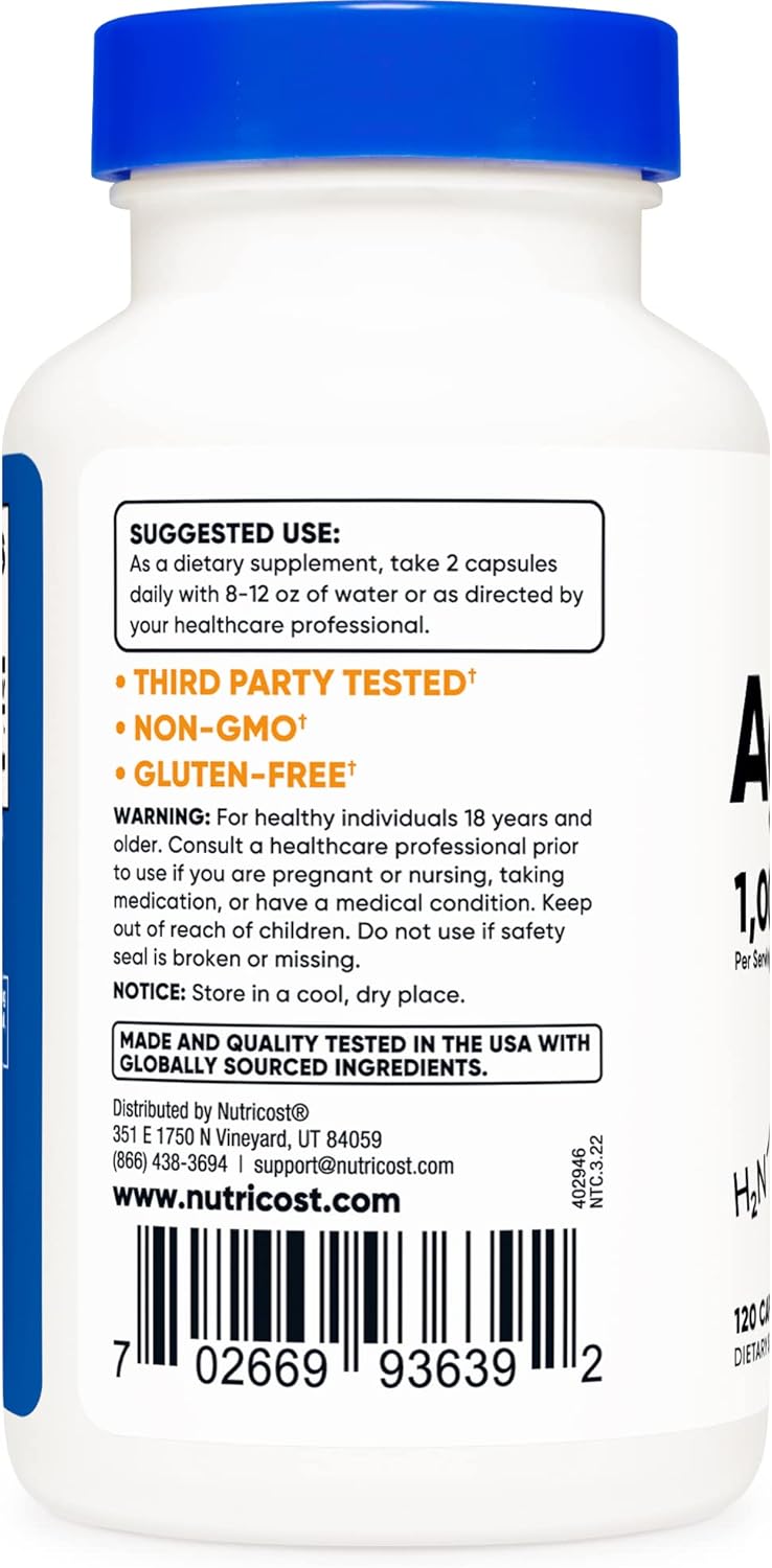 Nutricost Agmatine Sulfate 1000mg - 240 Capsules (Gluten Free, Non GMO)