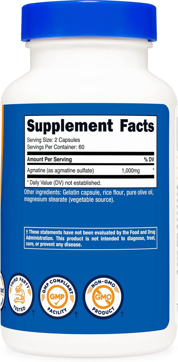 Nutricost Agmatine Sulfate 1000mg - 240 Capsules (Gluten Free, Non GMO)