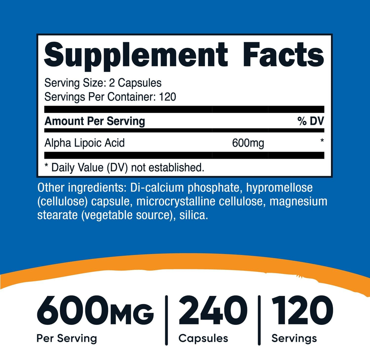 Nutricost Alpha Lipoic Acid 600mg - 240 Capsules, Gluten-Free, Vegetarian, Non-GMO, Soy-Free
