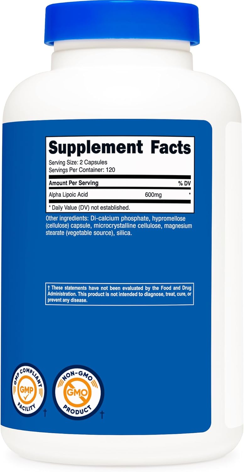 Nutricost Alpha Lipoic Acid 600mg - 240 Capsules, Gluten-Free, Vegetarian, Non-GMO, Soy-Free