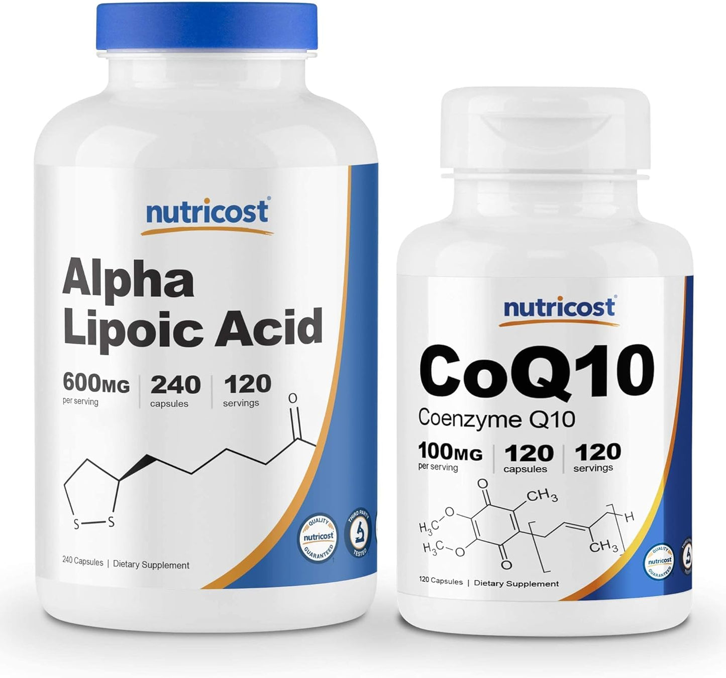 Nutricost Alpha Lipoic Acid 600mg + CoQ10 100mg Bundle, 240 Caps + 120 Capsules