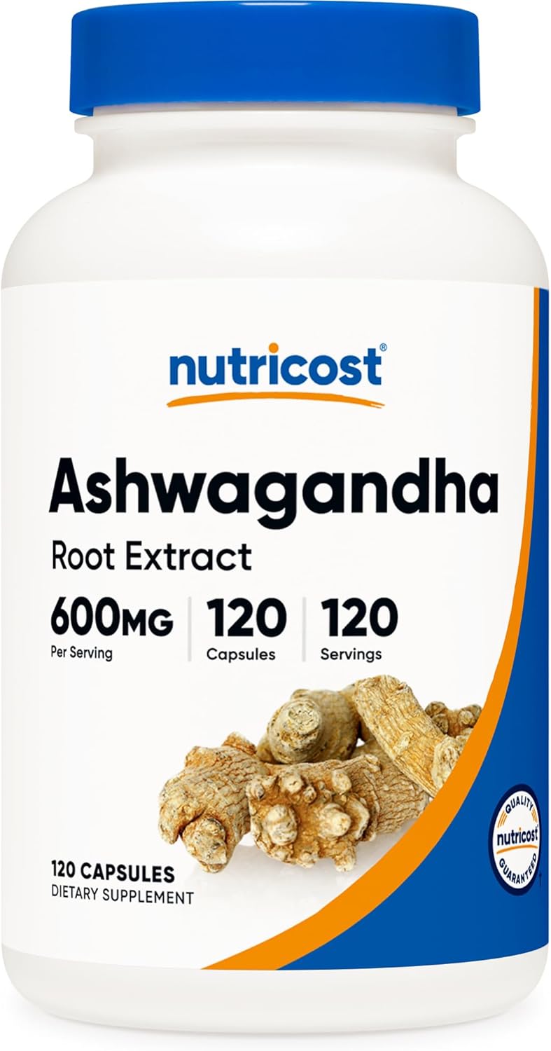 Nutricost Ashwagandha Capsules 600mg - 120 Count Vegetarian Non-GMO Gluten Free Herbal Supplement