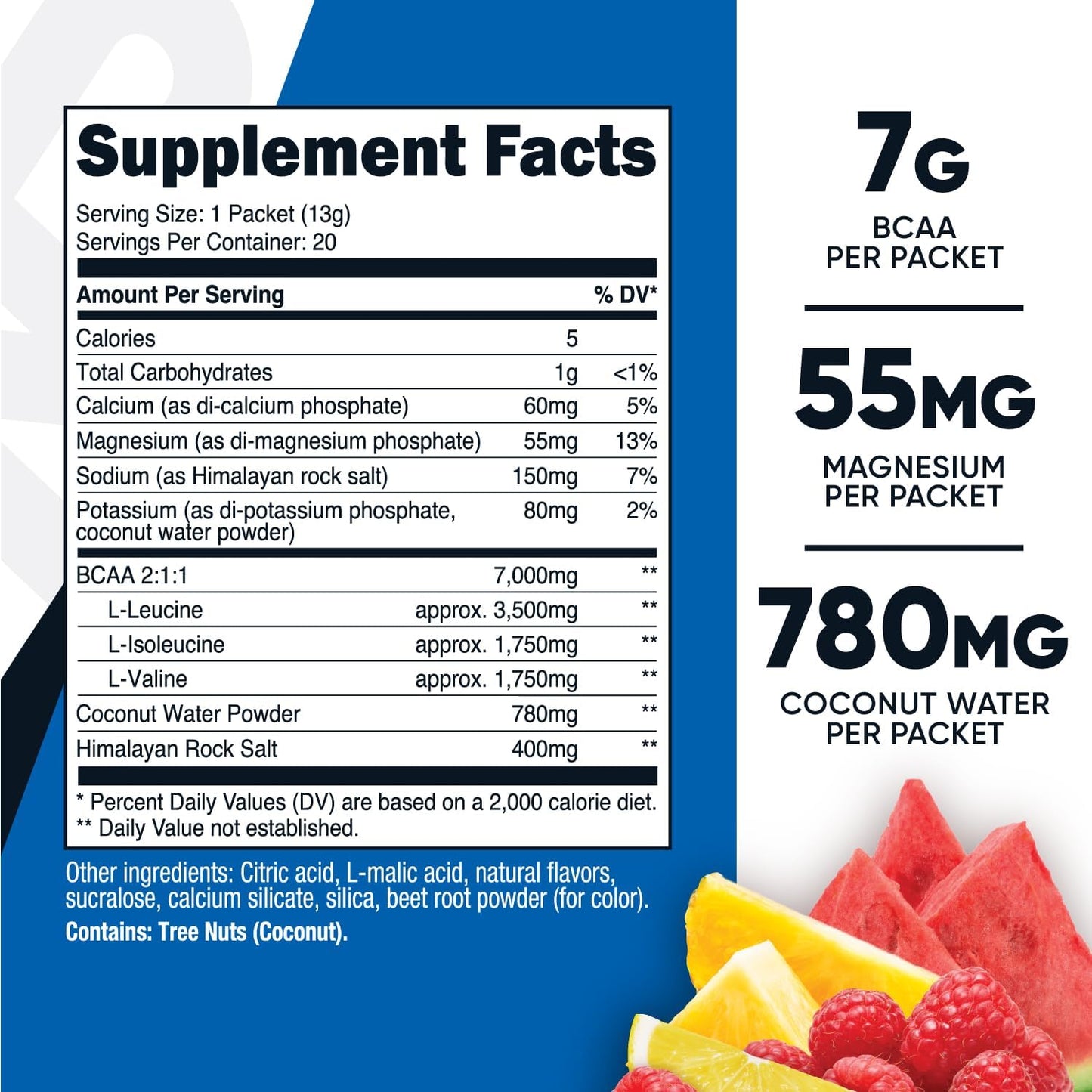 Nutricost BCAA+ Hydration Fruit Punch Flavor Stickpacks - Gluten-Free, Non-GMO Formula with Branched Chain Amino Acids and Hydration Complex