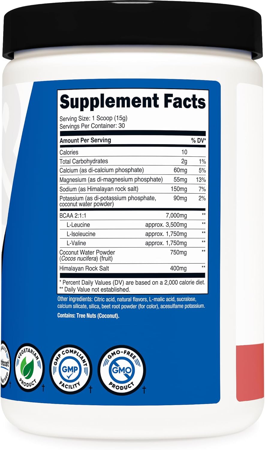 Nutricost BCAA Hydration Powder, Raspberry Lemonade Flavor, 30 Servings - BCAA with Hydration Complex - Gluten-Free, Non-GMO