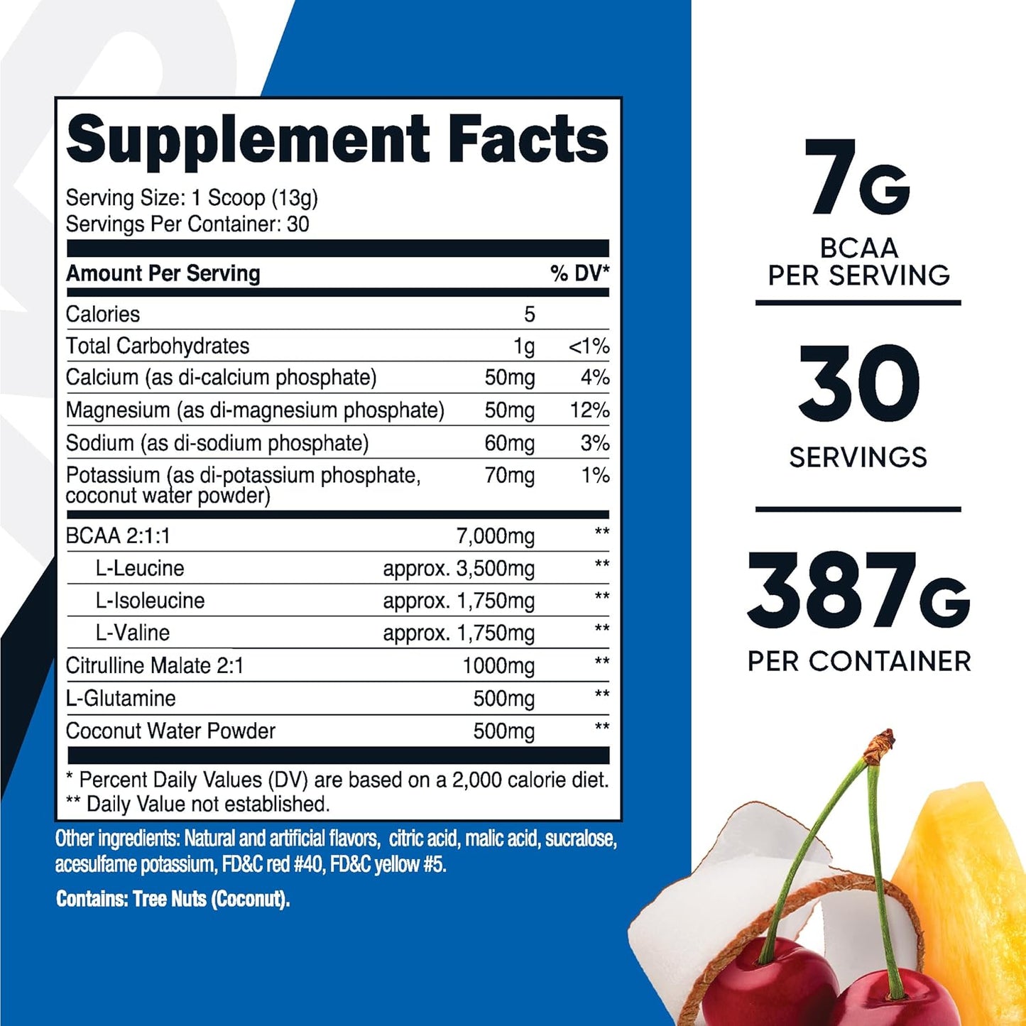 Nutricost BCAA Hydration Powder Tropical Punch 30 Servings - Amino Acids Hydration Complex - Gluten-Free, Non-GMO