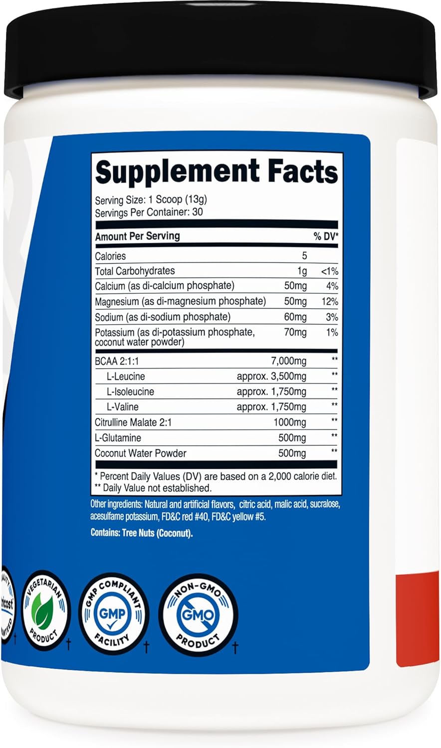 Nutricost BCAA Hydration Powder Tropical Punch 30 Servings - Amino Acids Hydration Complex - Gluten-Free, Non-GMO