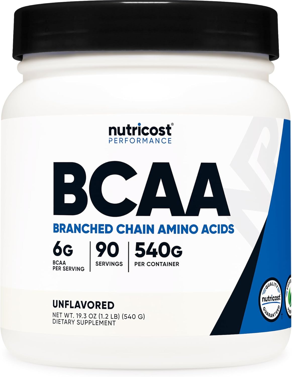 Nutricost BCAA Powder 2:1:1 - 90 Servings, Unflavored Branched Chain Amino Acid Supplement