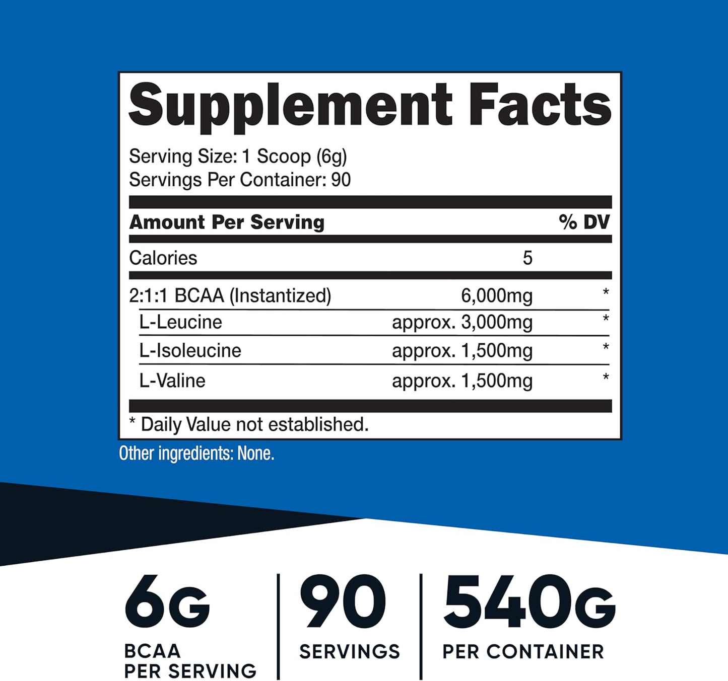 Nutricost BCAA Powder 2:1:1 - 90 Servings, Unflavored Branched Chain Amino Acid Supplement