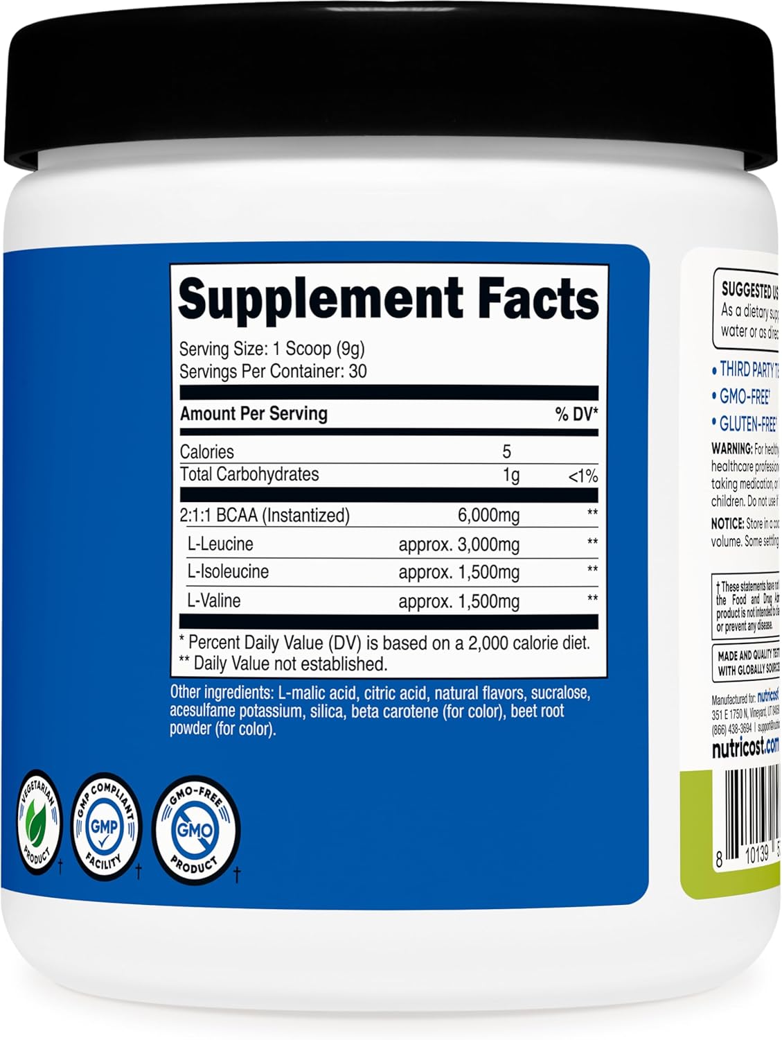 Nutricost BCAA Powder 2:1:1 (Peach Pear Flavor, 30 Servings) - Essential Amino Acids