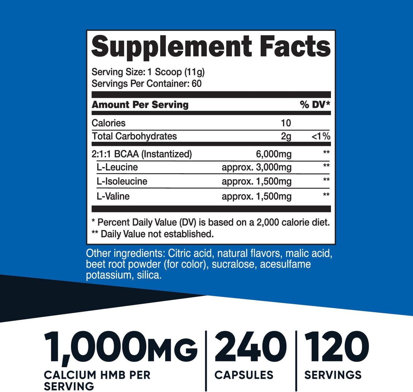 Nutricost BCAA Powder in Raspberry Lemonade Flavor - 60 Servings with Optimal 2:1:1 Ratio