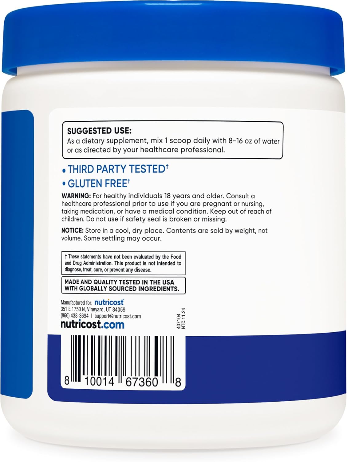 Nutricost Blue Raspberry EAA Powder - 30 Servings, Essential Amino Acids, Non-GMO, Gluten Free, Vegetarian