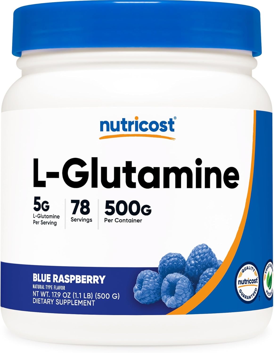Nutricost Blue Raspberry L-Glutamine Powder - 500 Grams