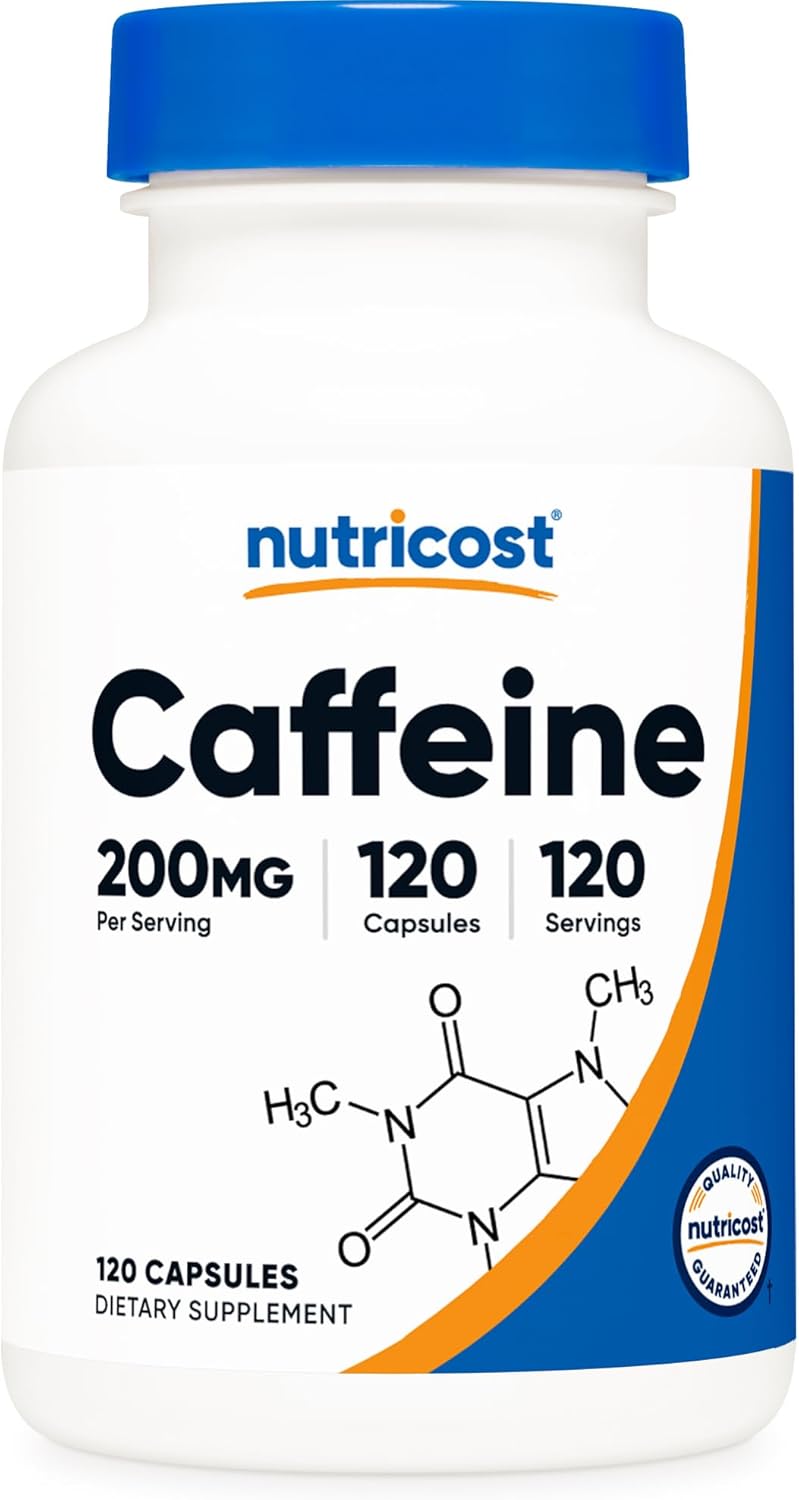 Nutricost Caffeine Pills 200mg - 120 Capsules, Gluten Free & Non-GMO Formula