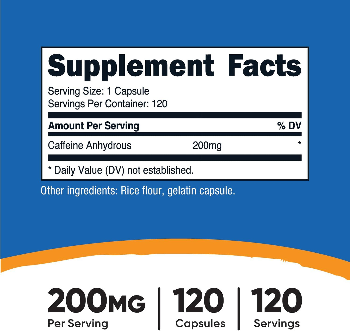Nutricost Caffeine Pills 200mg - 120 Capsules, Gluten Free & Non-GMO Formula