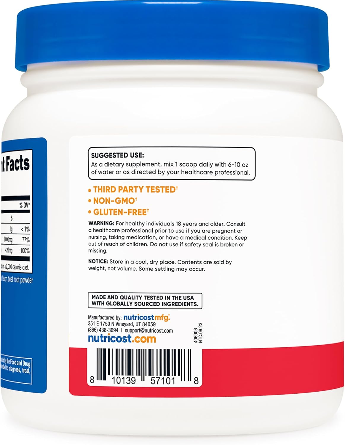 Nutricost Calcium Magnesium Powder - Fruit Punch Flavor, 60 Servings, Bone Support, Non-GMO, Gluten Free