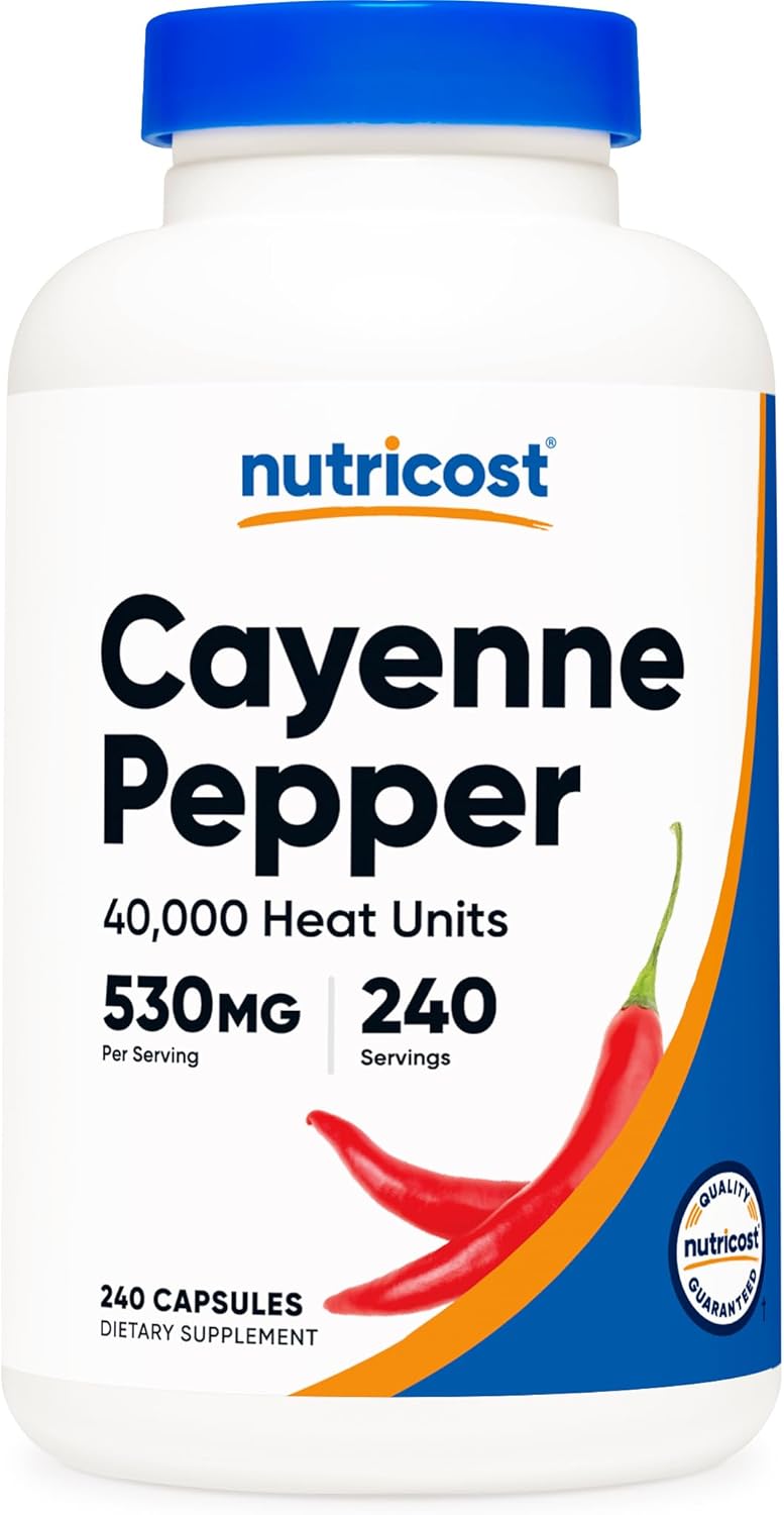 Nutricost Cayenne Pepper Capsules - 530mg, 240 Count, 40,000 HU, Gluten Free, Non-GMO