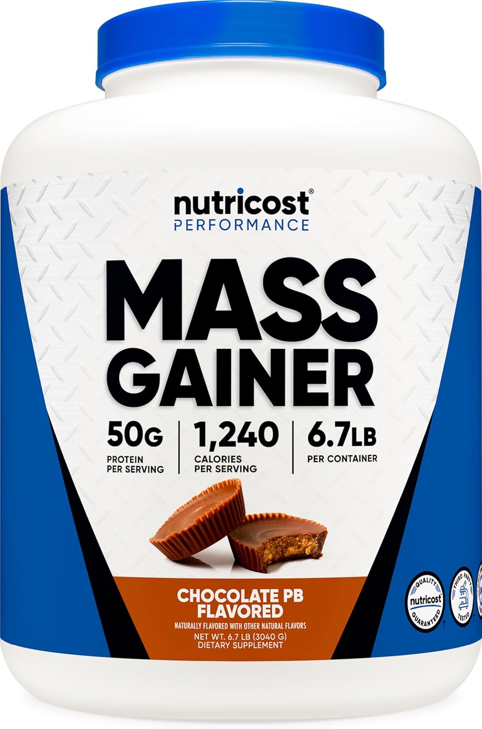 Nutricost Chocolate Peanut Butter Mass Gainer - 50g Protein/Serving, 6.7lbs - Non-GMO
