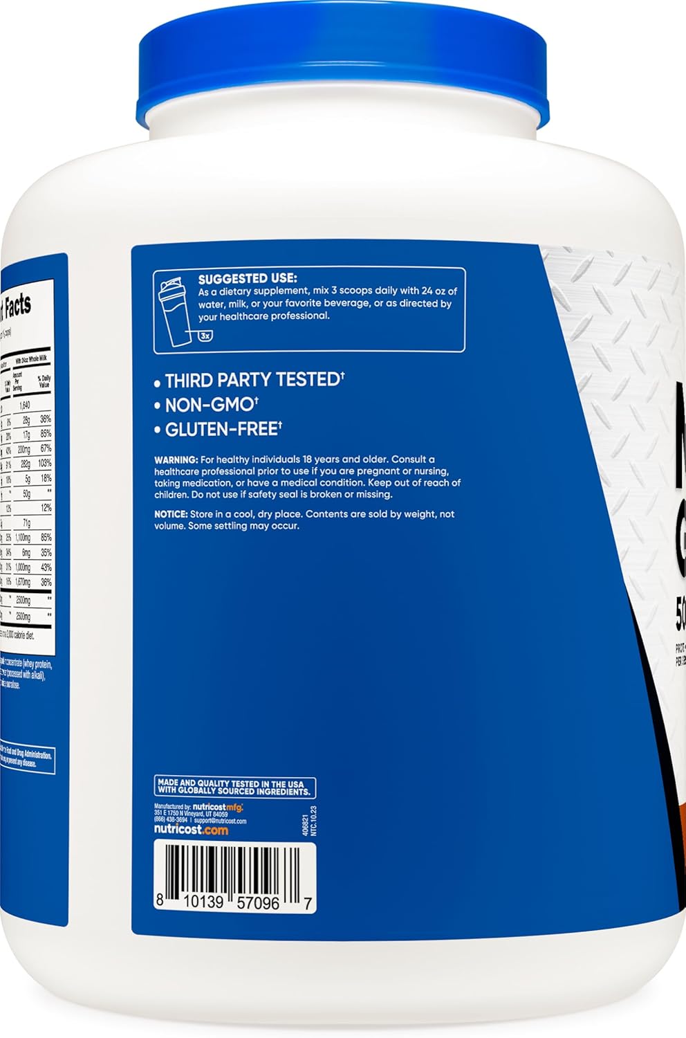 Nutricost Chocolate Peanut Butter Mass Gainer - 50g Protein/Serving, 6.7lbs - Non-GMO
