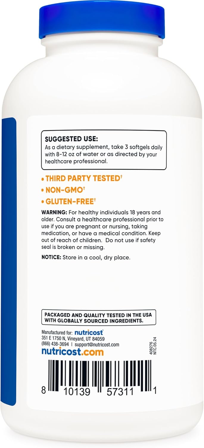 Nutricost CLA 2,400mg Softgels - Gluten Free, Non-GMO, 240 Softgels, 800mg Per Softgel