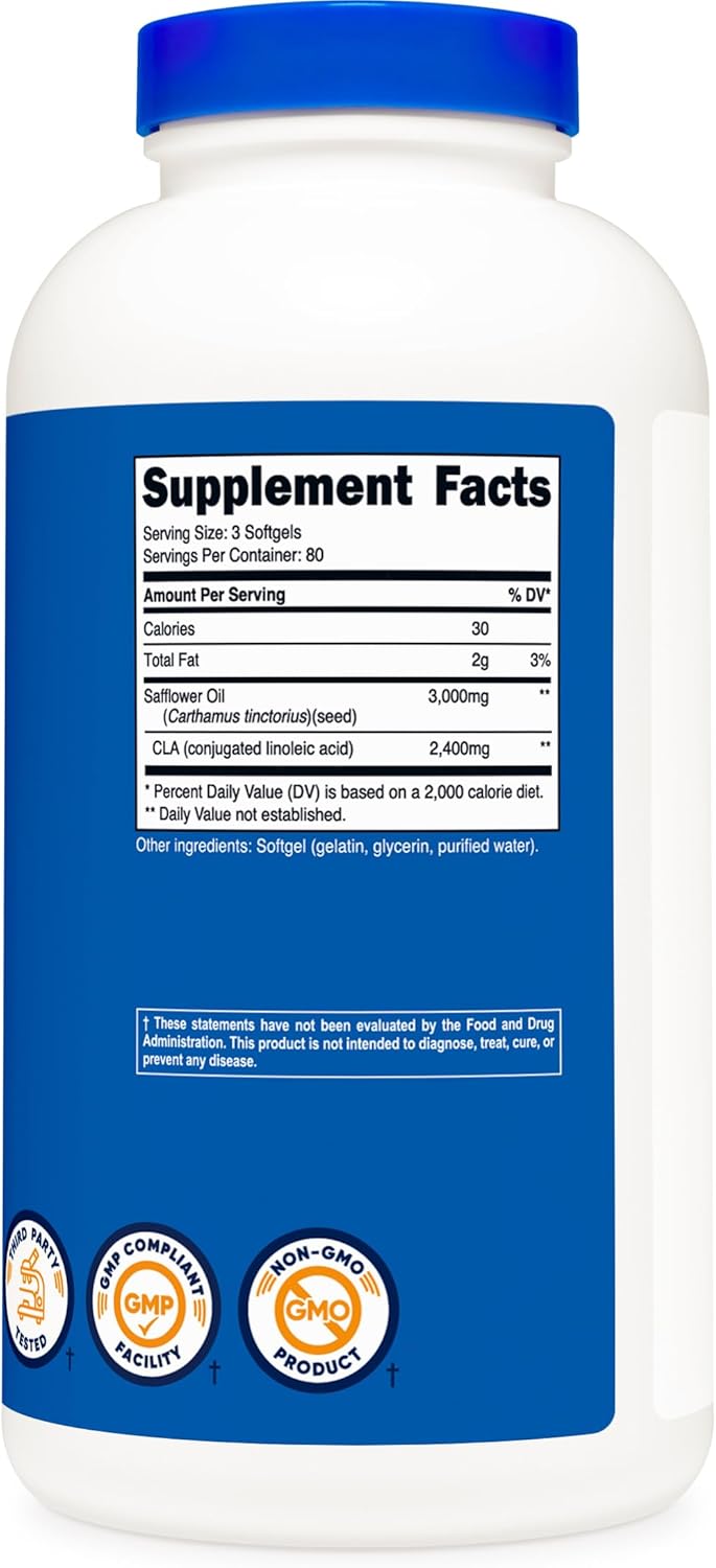 Nutricost CLA 2,400mg Softgels - Gluten Free, Non-GMO, 240 Softgels, 800mg Per Softgel
