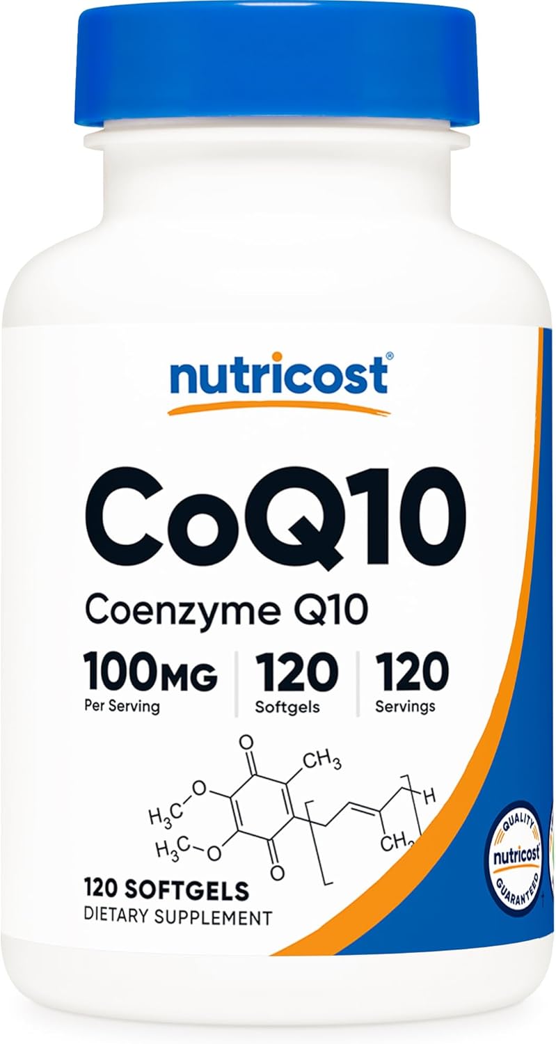 Nutricost CoQ10 Softgels - 120 Servings, 100mg Per Serving, Ultra Pure, Better Absorption, Gluten Free, Non-GMO