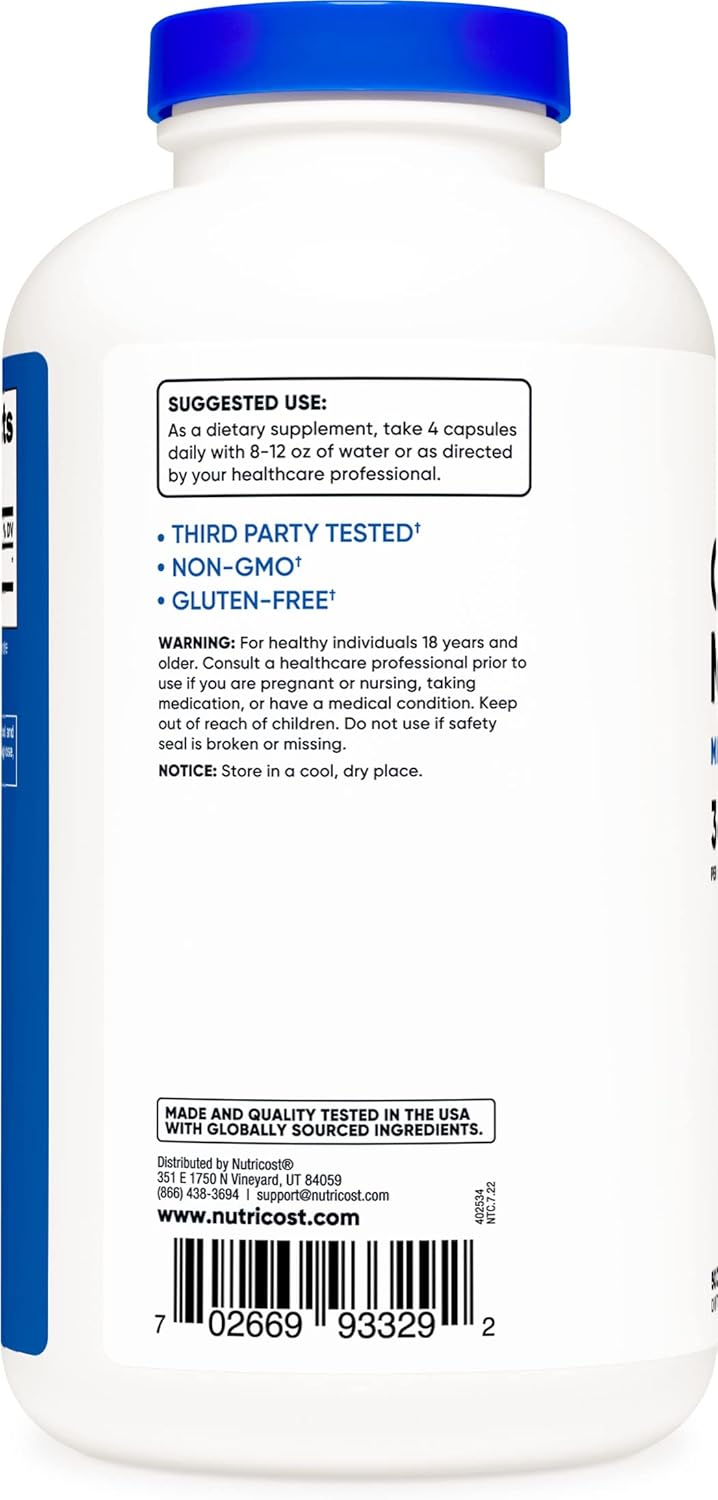 Nutricost Creatine Monohydrate 3000mg (750mg Per Cap), 500 Capsules - Pack of 3 Bottles