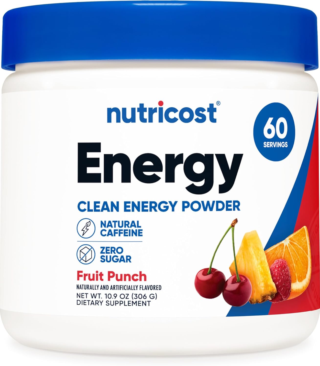 Nutricost Fruit Punch Energy Complex Powder - 60 Servings, 300g Clean Energy Dietary Supplement