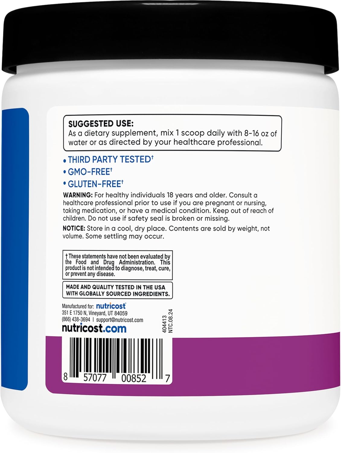 Nutricost Grape BCAA Powder - 30 Servings, 2:1:1 Ratio, Vegetarian, Non-GMO