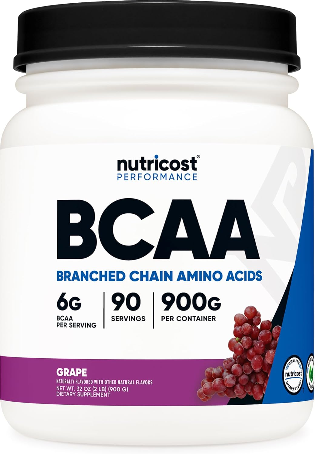 Nutricost Grape BCAA Powder - 90 Servings, Vegetarian, Non-GMO, Optimal 2:1:1 Ratio