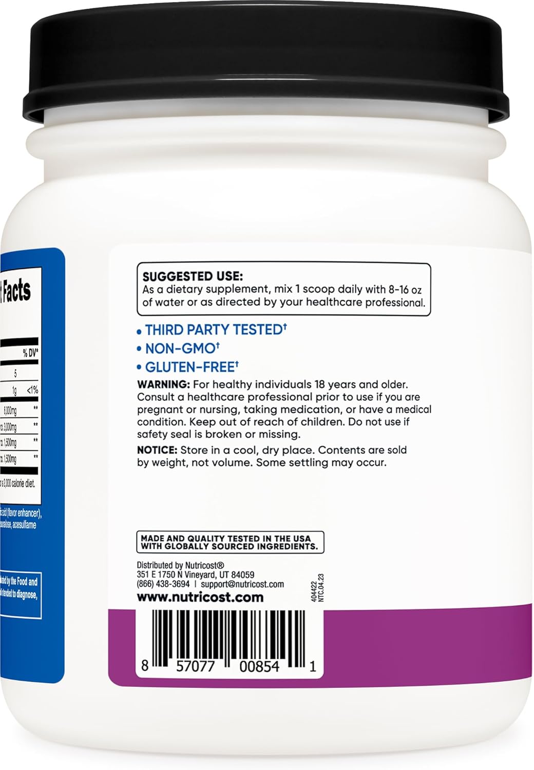 Nutricost Grape BCAA Powder - 90 Servings, Vegetarian, Non-GMO, Optimal 2:1:1 Ratio