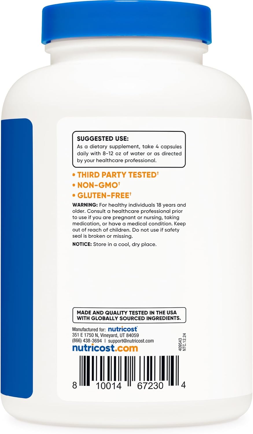 Nutricost Grass Fed Desiccated Beef Liver Capsules 3000mg - 240 Capsules, Hormone-Free, GMO-Free, Gluten-Free, Pasture-Raised Beef