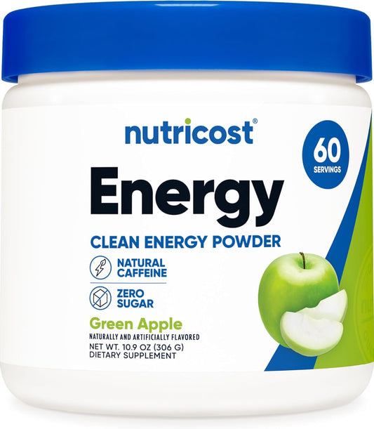 Nutricost Green Apple Energy Complex Powder - 60 Servings, 300g Dietary Supplement for Clean Energy Boost