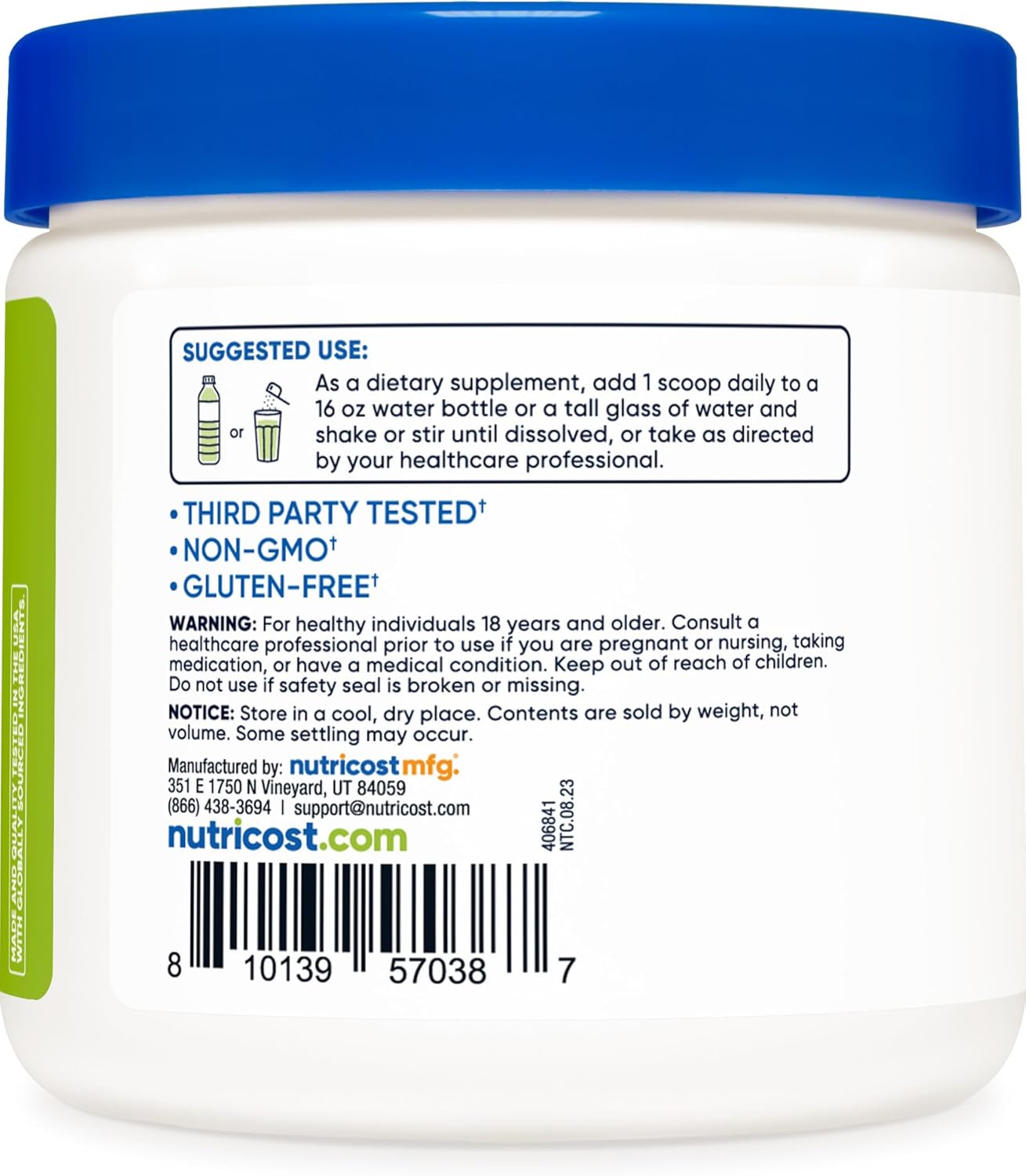 Nutricost Green Apple Energy Complex Powder - 60 Servings, 300g Dietary Supplement for Clean Energy Boost